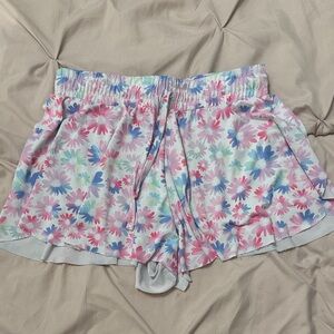 btween Floral Drawstring Shorts - Pink, Blue & Mint